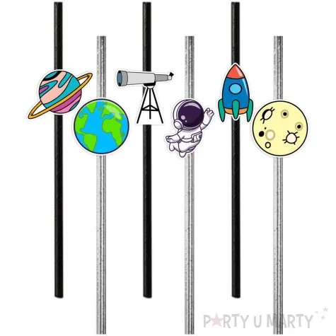 slomki kosmiczne party srebrno czarne 19 5 cm 6 szt