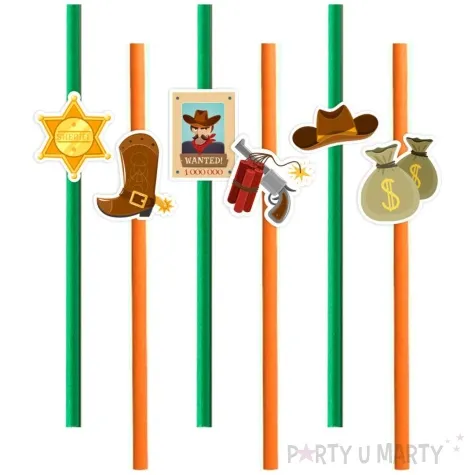 slomki kowbojskie party zielono pomaranczowe 6 szt