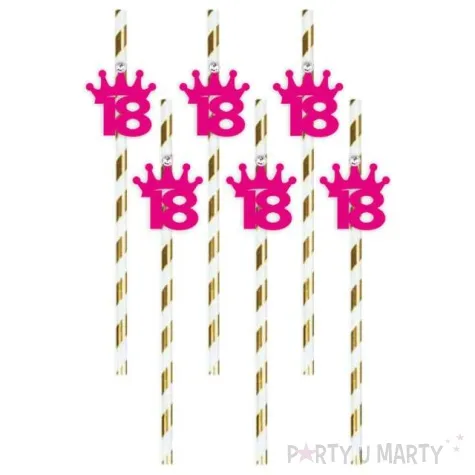 slomki liczba 18 korona z cyrkonia fuksja 19 5cm 6 szt