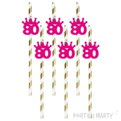 slomki liczba 80 korona z cyrkonia fuksja 19 5cm 6 szt
