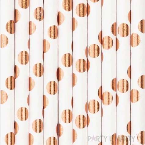 slomki metaliczne w grochy bialy partypal 20 cm 10 szt