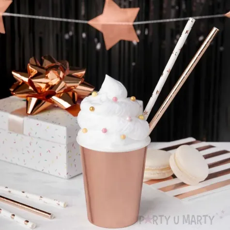 slomki metaliczne w grochy bialy partypal 20 cm 10 szt