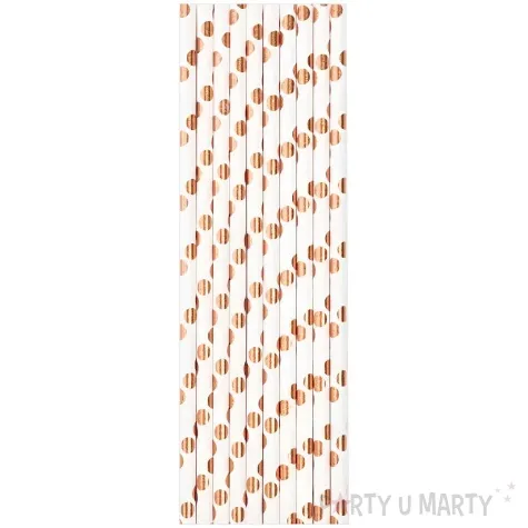 slomki metaliczne w grochy bialy partypal 20 cm 10 szt