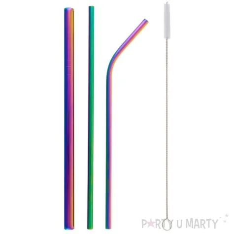 slomki metalowe zestaw opalizujacy z gruba slomka teczowy godan