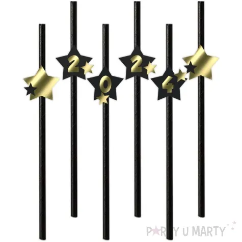 slomki nowy rok 2024 z gwiazdami czarne 19 5 cm 6 szt