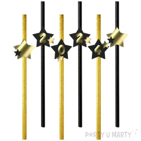 slomki nowy rok 2024 z gwiazdami zloto czarne 19 5 cm 6 szt