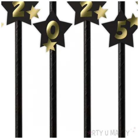 slomki nowy rok 2025 z gwiazdami czarne 19 5 cm 6 szt