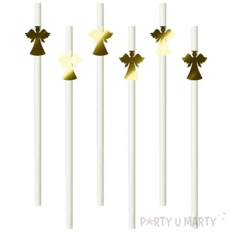 slomki papierowe aniolki metalik biale 20cm 6 szt