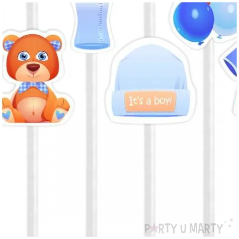 slomki papierowe baby boy dekoracja na baby shower gender reveal bialo niebieskie 19 5 cm 6 sz