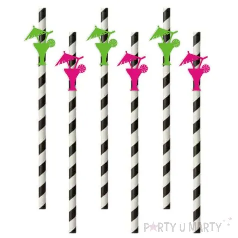 slomki papierowe drinki z palemka fuksja zielony jasny 19 5cm 6 szt