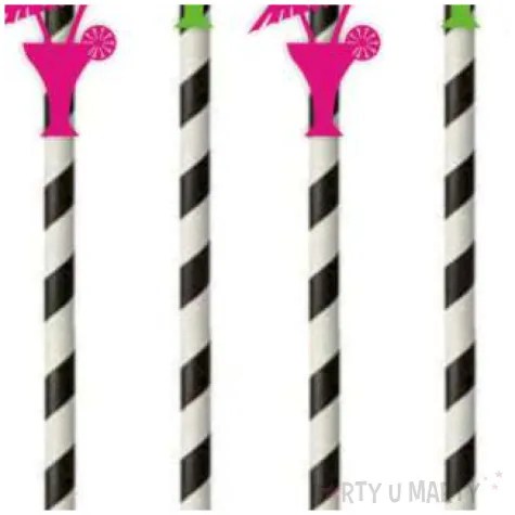 slomki papierowe drinki z palemka fuksja zielony jasny 19 5cm 6 szt