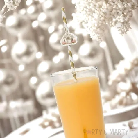 slomki papierowe dziewczynka i kosciol dekoracja na komunie swieta bialo zlote 6 szt