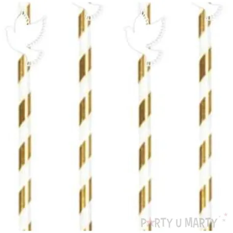 slomki papierowe golebica biala bialo zlote 19 5cm 6 szt