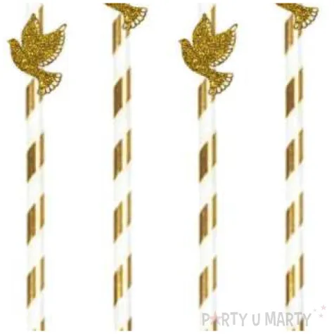 slomki papierowe golebica brokatowa bialo zlote 19 5cm 6 szt