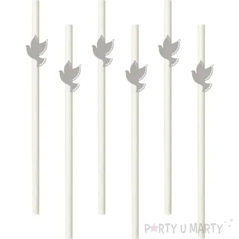 slomki papierowe golebica srebrna biale 20cm 6 szt