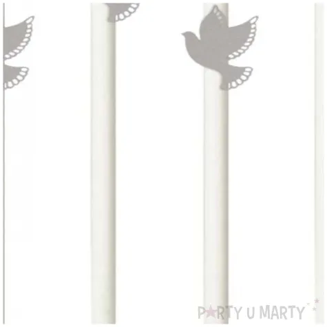 slomki papierowe golebica srebrna biale 20cm 6 szt