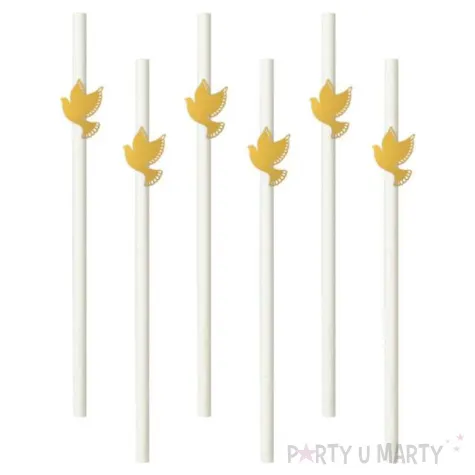 slomki papierowe golebica zlota biale 19 5 cm 6 szt