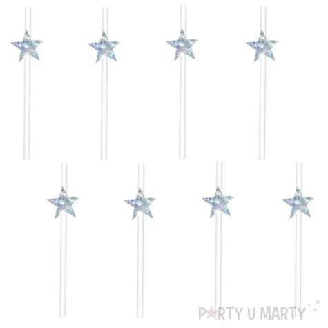 slomki papierowe gwiazdki holograficzne biale 20 cm partypal 8 szt