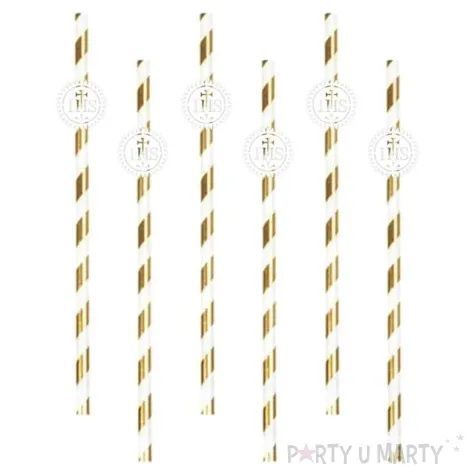 slomki papierowe hostia biala bialo zlote 19 5cm 6 szt