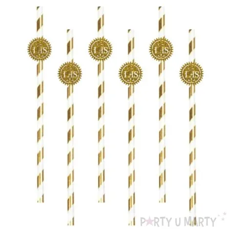 slomki papierowe hostia brokatowa bialo zlote 19 5cm 6 szt