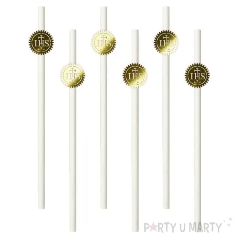 slomki papierowe hostia metalik biale 19 5cm 6 szt