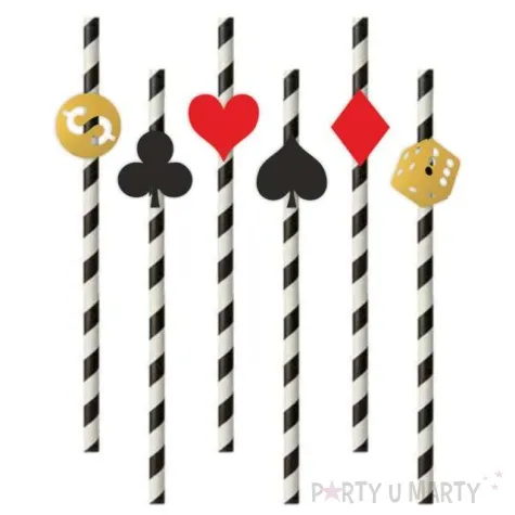 slomki papierowe kasyno zlota kostka bialo czarne 19 5cm 6 szt