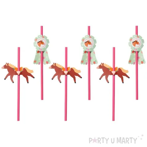slomki papierowe konie i kotyliony rozowy partydeco 19 5 cm 6 szt