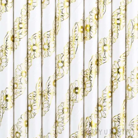 slomki papierowe kwiaty zloty partydeco 19 5 cm 10 szt