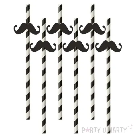 slomki papierowe meksykanskie wasy bialo czarne 19 5cm 6 szt