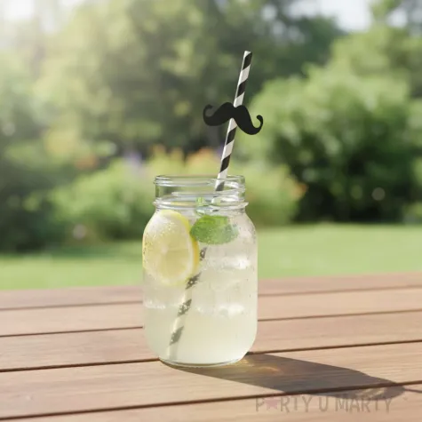 slomki papierowe meksykanskie wasy bialo czarne 19 5cm 6 szt