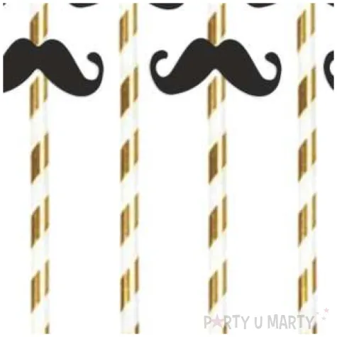 slomki papierowe meksykanskie wasy bialo zlote 19 5cm 6 szt