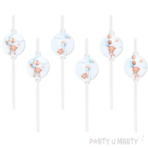 slomki papierowe misie z balonikami blekitny congee 20 cm 6 szt
