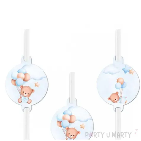 slomki papierowe misie z balonikami blekitny congee 20 cm 6 szt