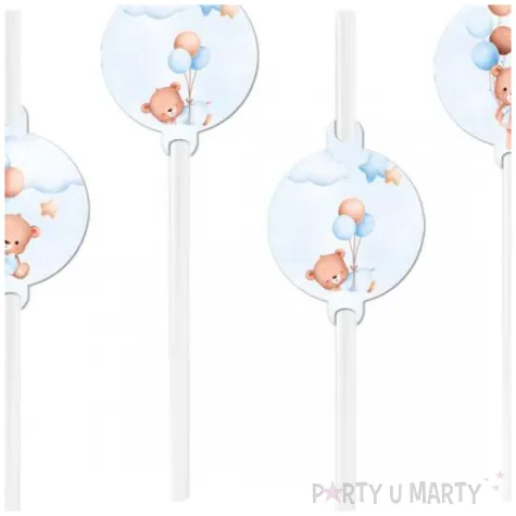 slomki papierowe misie z balonikami blekitny congee 20 cm 6 szt