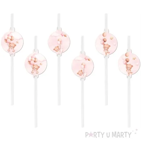 slomki papierowe misie z balonikami rozowy jasny congee 20 cm 6 szt