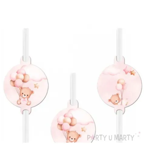 slomki papierowe misie z balonikami rozowy jasny congee 20 cm 6 szt