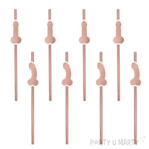 slomki papierowe peniski rozowe zlote partypal 19 7 cm 8 szt