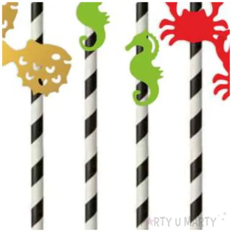 slomki papierowe pirackie z konikiem morskim bialo czarne 19 5cm 6 szt