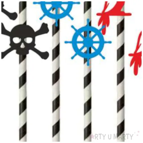 slomki papierowe pirackie z papuga bialo czarne 19 5cm 6 szt