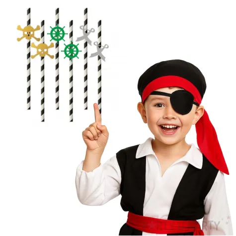 slomki papierowe pirackie z szabla bialo czarne 19 5cm 6 szt