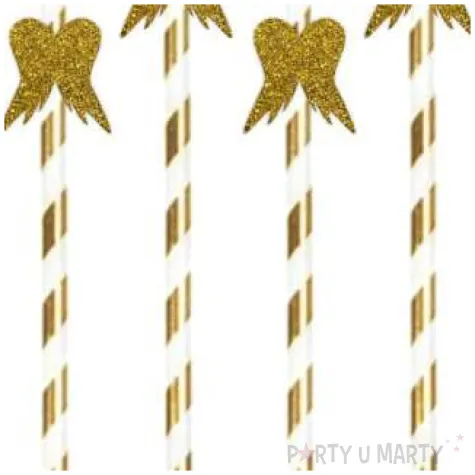 slomki papierowe skrzydla brokatowe bialo zlote 19 5cm 6 szt