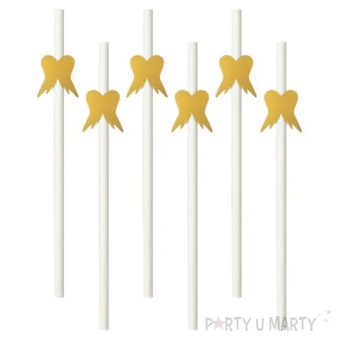 slomki papierowe skrzydla zlote biale 20cm 6 szt