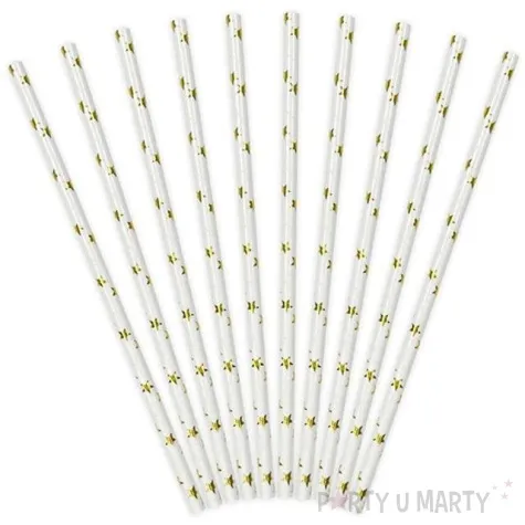 slomki papierowe w gwiazdki biale zlote 19 5 cm 10 szt