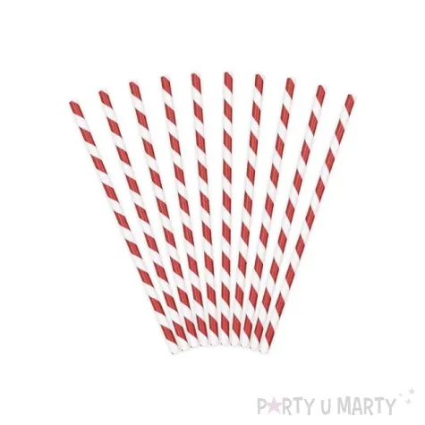 slomki papierowe w paski czerwone 19 5 cm 10 szt