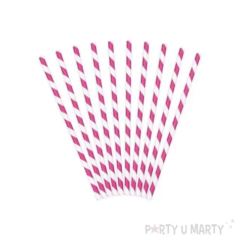 slomki papierowe w paski rozowe ciemne 19 5 cm 10 szt