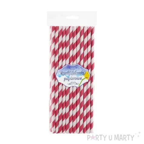 slomki papierowe w paski rozowe ciemne 19 7 cm 24 szt