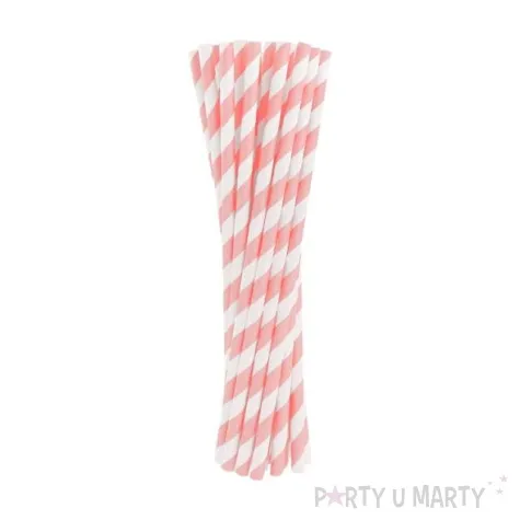 slomki papierowe w paski rozowe jasne 19 7 cm 24 szt