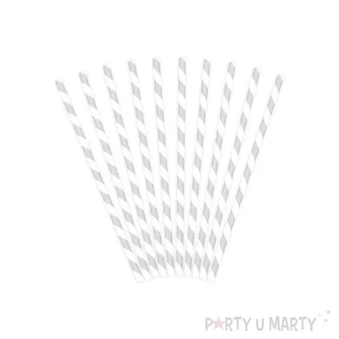 slomki papierowe w paski srebrne 19 5 cm 10 szt