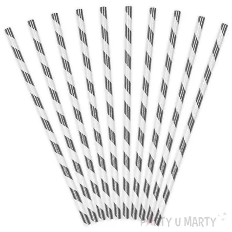 slomki papierowe w paski srebrne chrom 19 5 cm 10 szt