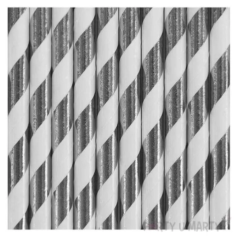 slomki papierowe w paski srebrne chrom 19 5 cm 10 szt